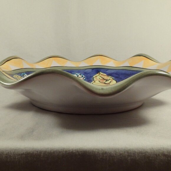 World Bazaars Lemon Citrus 13" Scalloped Serving Bowl Centerpiece Salad Fruit - Picture 2 of 8